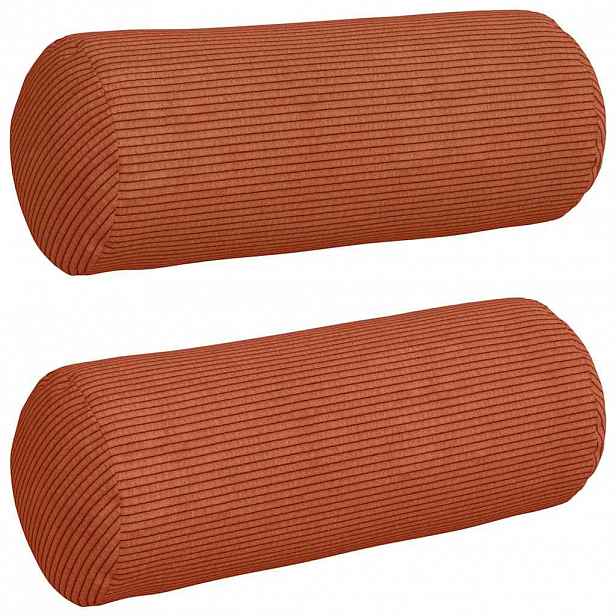 vidaXL Polštáře 2 pcs Červená oranžová Ø 15 x 40 cm Žebrovaná látka