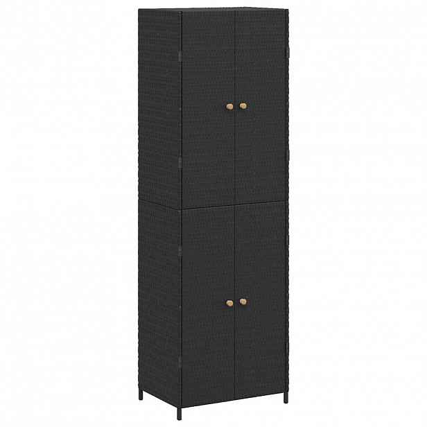 vidaXL Zahradní úložná skříň černá 59 x 40 x 180 cm polyratan