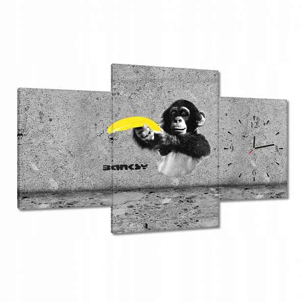 Hodiny 100x60 Banksy Banán Opice