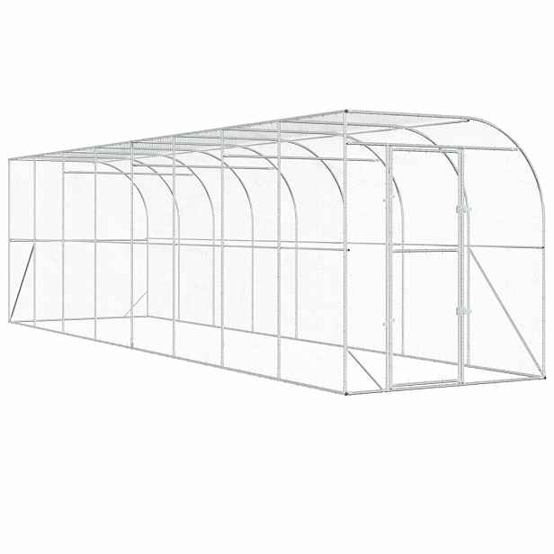 vidaXL Kurník proti zdi Stříbrná 600 x 150 x 215 cm Pozinkovaná ocel