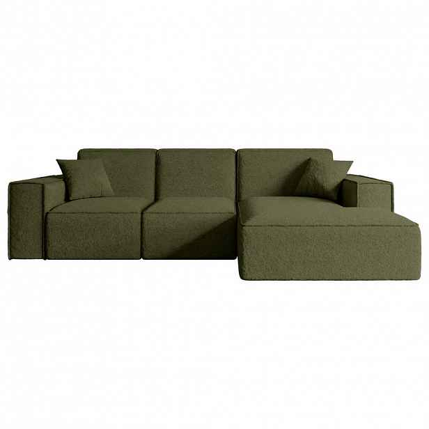 ALTDECOR ROHOVÁ SEDACÍ SOUPRAVA s otomanem vpravo SERRA-L – 266 x 169 x 80 cm, zelená buklé