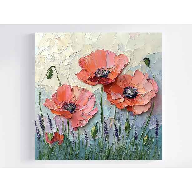 Obraz Na Plátně Canvas Příroda Květy Červené Máky Olej Impasto 50x50