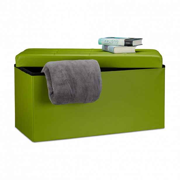 Relaxdays LAVICE Zelená umělá kůže s úložným prostorem skládací 76 cm