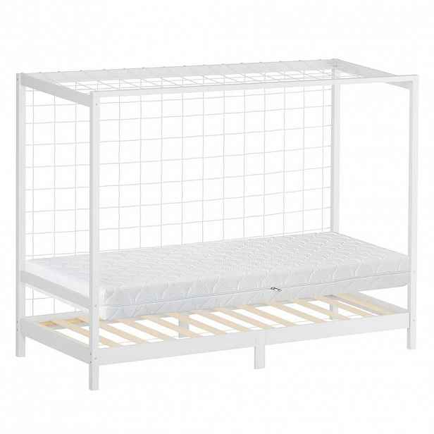 ML-DESIGN DĚTSKÁ POSTEL ve tvaru fotbalové brány s matrací 90 x 200 cm, bílá