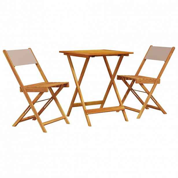 vidaXL 3dílný bistro set taupe textil a masivní dřevo
