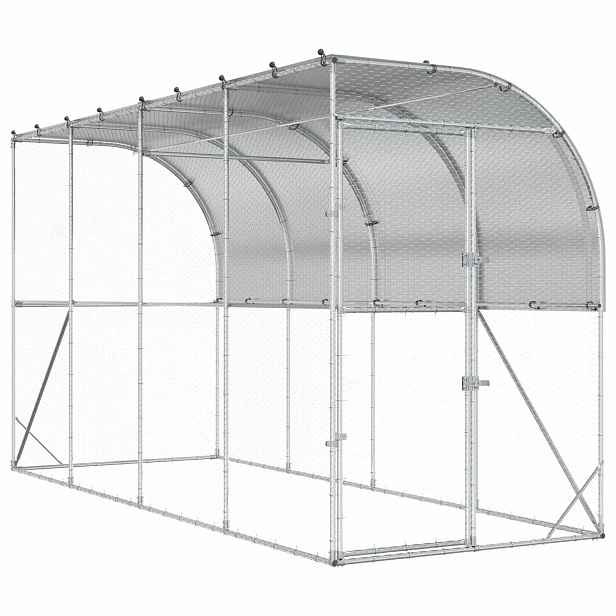 vidaXL Kurník proti zdi Stříbrná 600 x 150 x 215 cm Pozinkovaná ocel