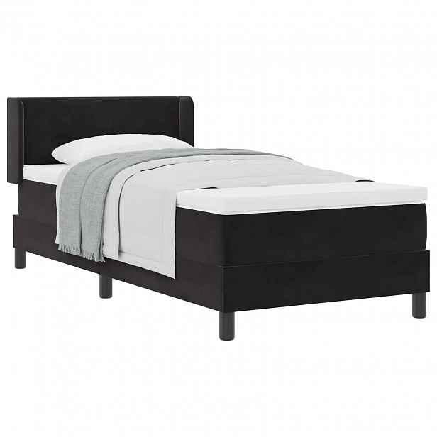 vidaXL Postel s boxspringem s čelo Černý 190 x 90 cm samet
