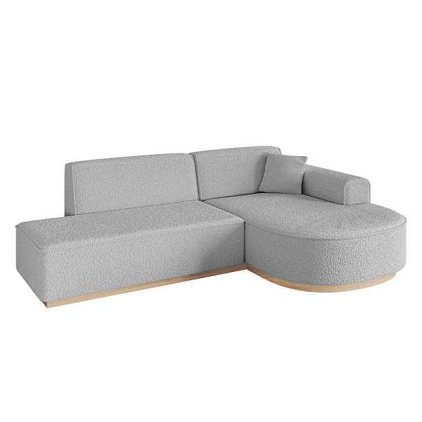 ALTDECOR ROHOVÁ SEDAČKA s otomanem, pravá ARRIO-L1 243x171x83 Světle šedá Buklé