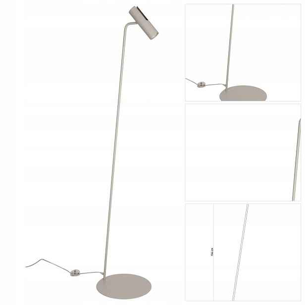 Podlahová lampa Leda šedá u stolu, výrazná forma Sigma Lighting