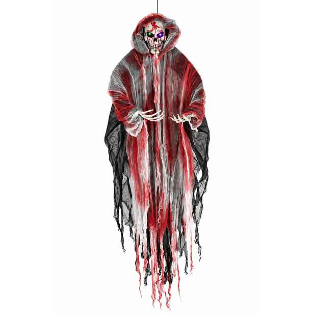 Ponurý Závěsný Smrťovač kostra Led Halloween krvavý 180 cm svítící mrtvola