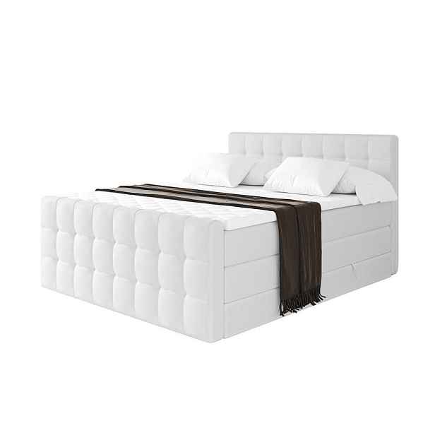 ALTDECOR BOXSPRINGOVÁ POSTEL s matrací H3/H4 - IGAN-Z KING - 120x200 cm Bílá