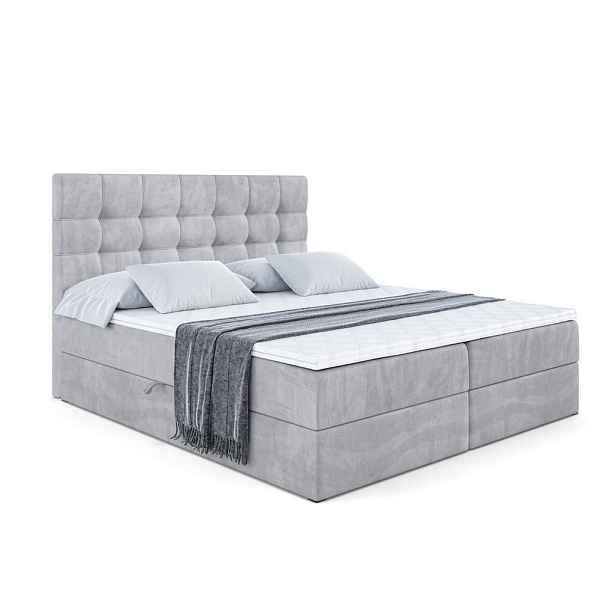 ALTDECOR KONTINENTÁLNÍ POSTEL s matrací H4 - BERO - 200x200 cm Šedá