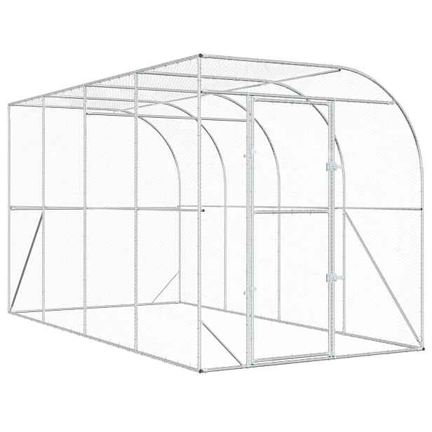vidaXL Kurník proti zdi Stříbrná 600 x 150 x 215 cm Pozinkovaná ocel