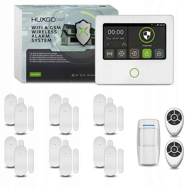 Bezdrátový alarm WiFi Gsm 4G s aplikací Tuya, Huxgo HXA502 4G W