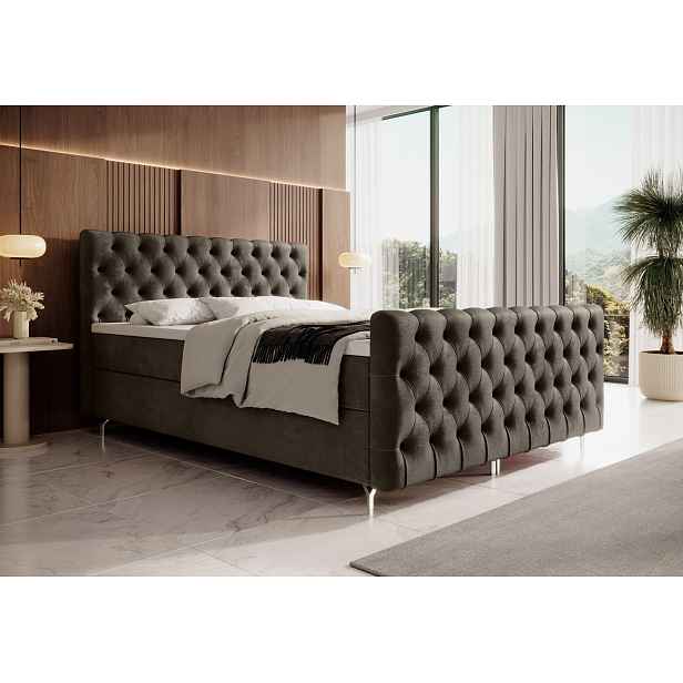 Čalouněná postel 140x200 ADRIA PLUS s úložným prostorem - hnědá