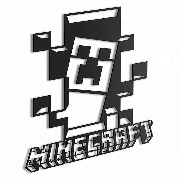 Dřevěný 3D obraz Creeper Minecraft Nástěnná Dekorace Dárek XL