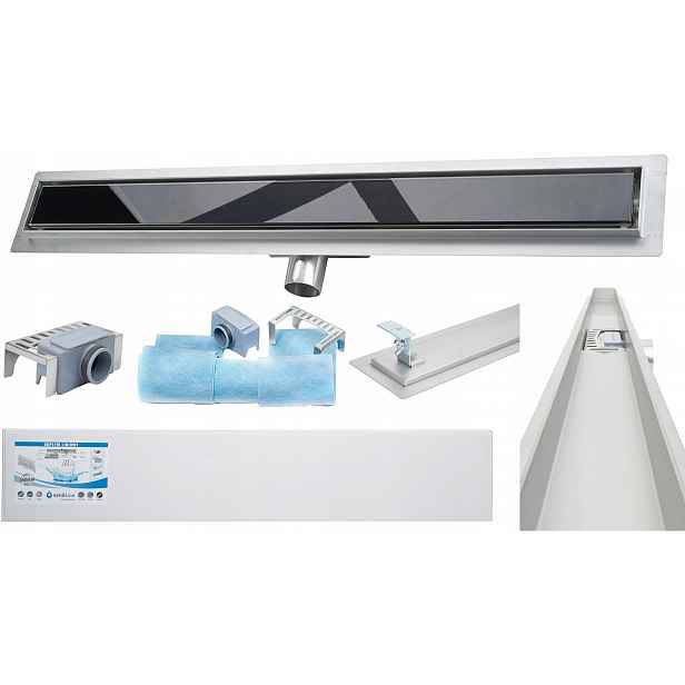 Sanitline Lineární odtok Skleněný Tvrzený 80 cm Hq