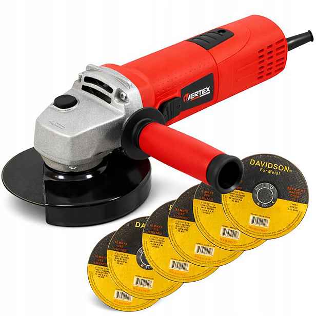 Úhlová bruska diax 125 mm 900 W Silná 6 kotoučů v sadě Klíč na kartáče