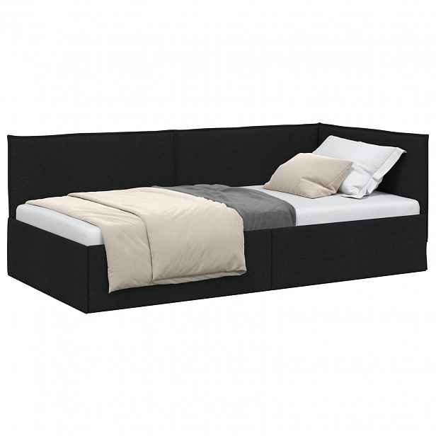 vidaXL Rohový rám postele Černý 100 x 200 cm textil