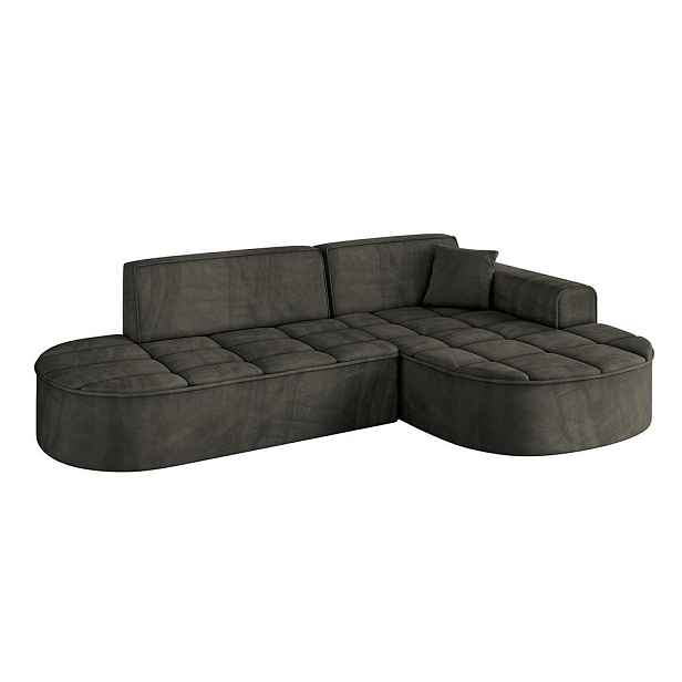ALTDECOR ROHOVÁ SEDAČKA s otomanem, pravá TARO-L1 243x171x79,5 Černá Velur