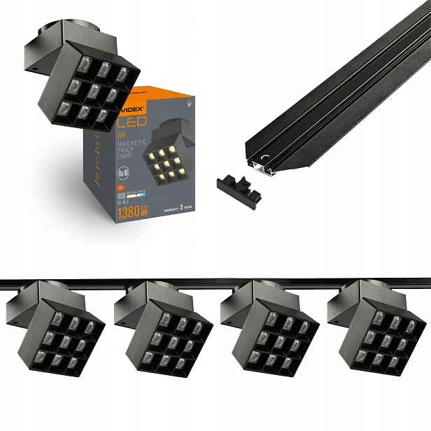 Sada Podomítkový kabel Kolejnice 2 m 4x Reflektor 16 W Led Napájecí adaptér