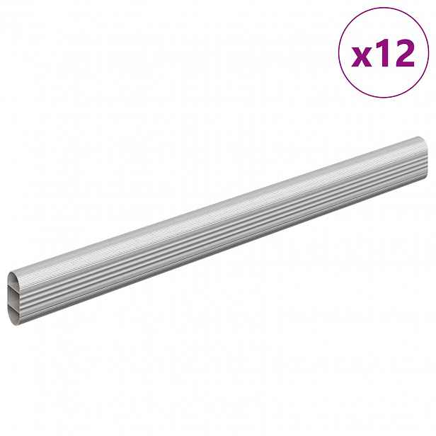 vidaXL Tyč Skříně 12 ks Stříbrná 316 x 15 x 29 mm Hliníková slitina