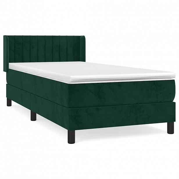vidaXL Box spring postel s matrací tmavě zelená 80 x 200 cm samet