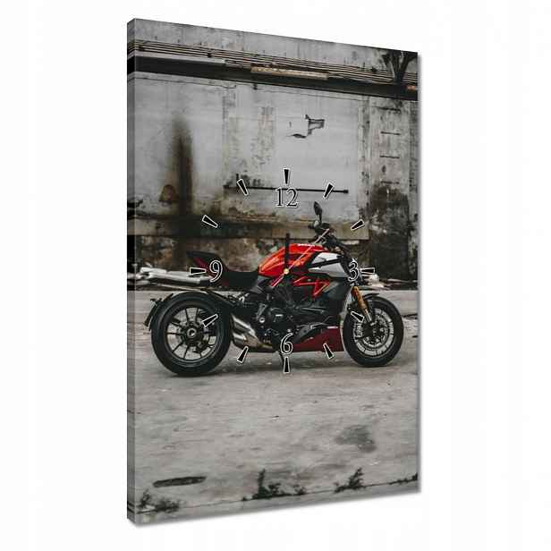 Hodiny 40x60 Červené Ducati Motocykl