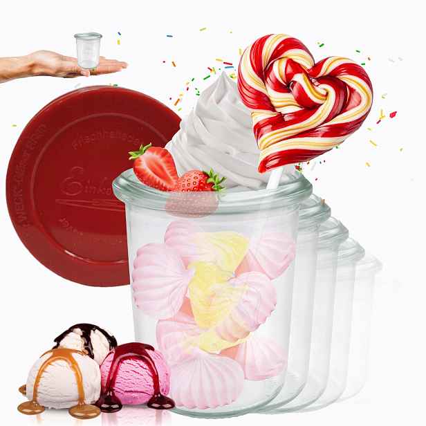 Sklenice Weck 160 Ml zavařeniny Mold žáruvzdorné silikonové víka 6 Ks Trvanlivé