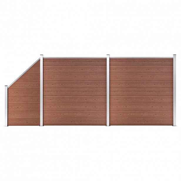 vidaXL Plotová sada WPC 2 čtvercové + 1 šikmý díl 446 x 186 cm hnědá