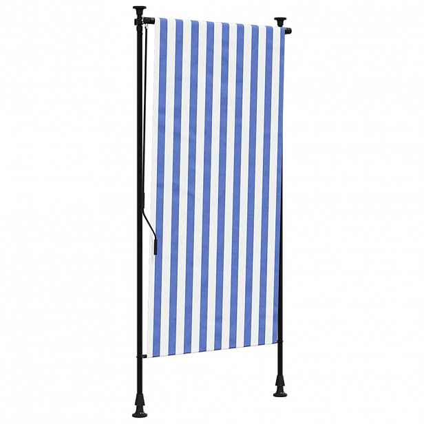 vidaXL Venkovní roleta modrá a bílá 100 x 270 cm textil a ocel