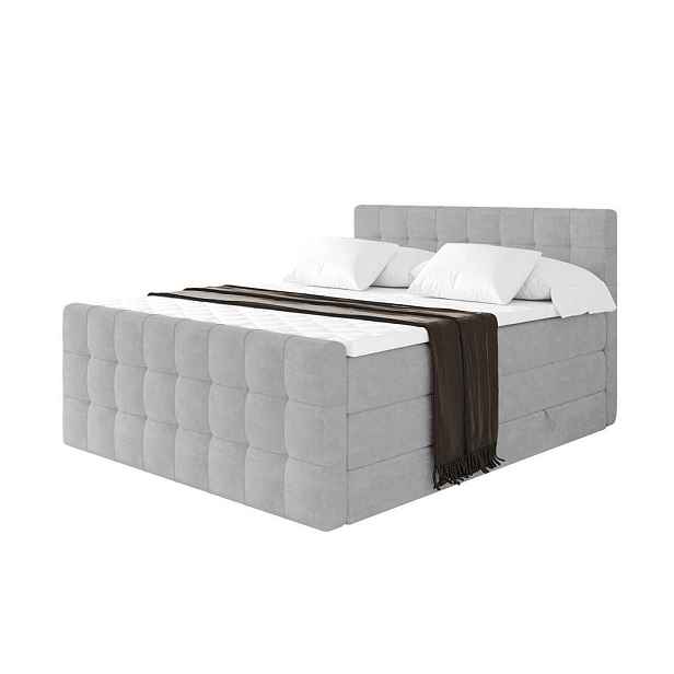 ALTDECOR BOXSPRINGOVÁ POSTEL s matrací H3/H4 - IGAN-Z KING - 200x200 cm Šedá