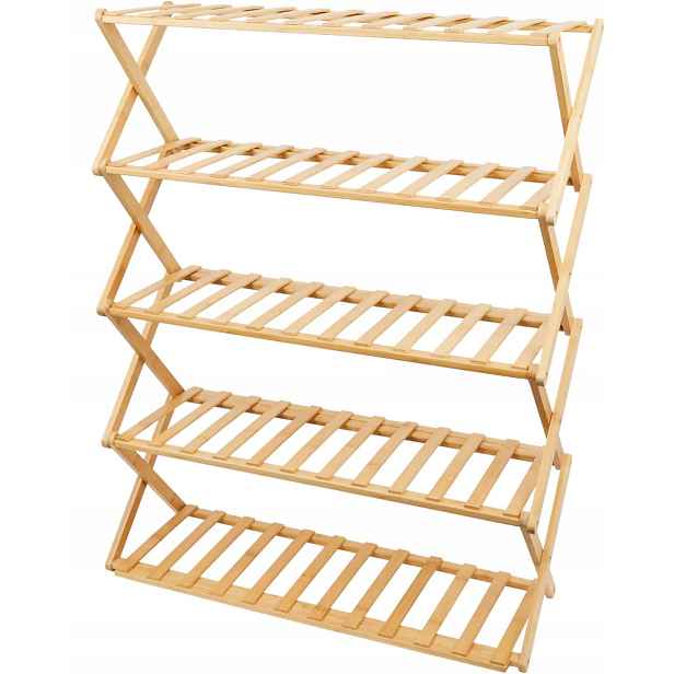 Bambusová skříňka na boty Police na květináče 5 úrovní 89 cm x 67 cm
