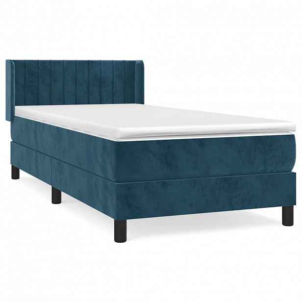 vidaXL Box spring postel s matrací tmavě modrá 80 x 200 cm samet