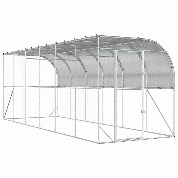 vidaXL Kurník proti zdi Stříbrná 600 x 150 x 215 cm Pozinkovaná ocel