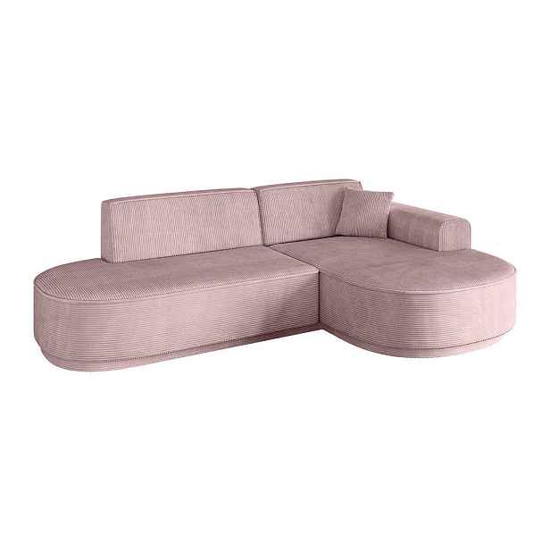 ALTDECOR ROHOVÁ SEDAČKA s otomanem, pravá MARI-L1-v3 243x171x83 Růžová Manšestr