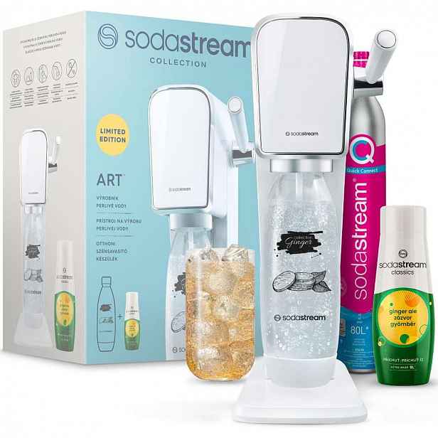 SodaStream - Výrobník sody Art White s příslušenstvím, příchuť Ginger Ale, bílá 42007331