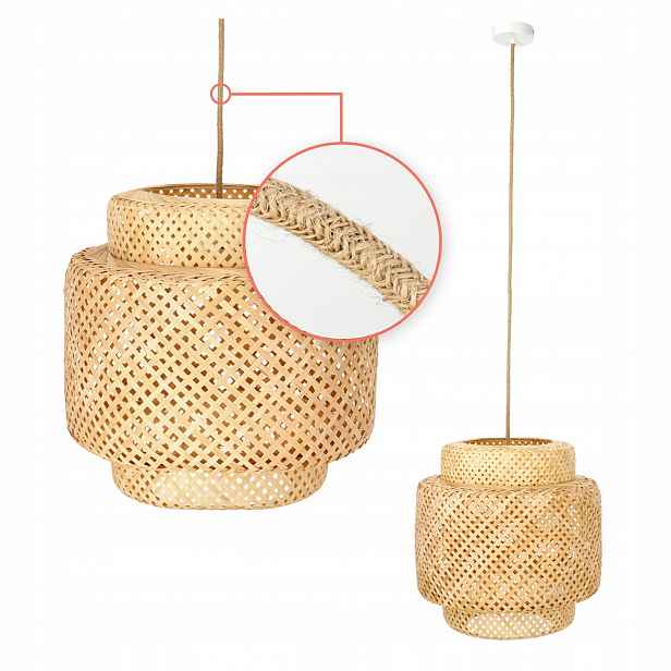 Velká závěsná lampa Boho Pletená bambusová 40 cm Bílá Podhledová lampa 1xE27