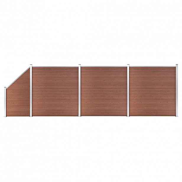 vidaXL Plotová sada WPC 3 čtvercové + 1 šikmý díl 619 x 186 cm hnědá