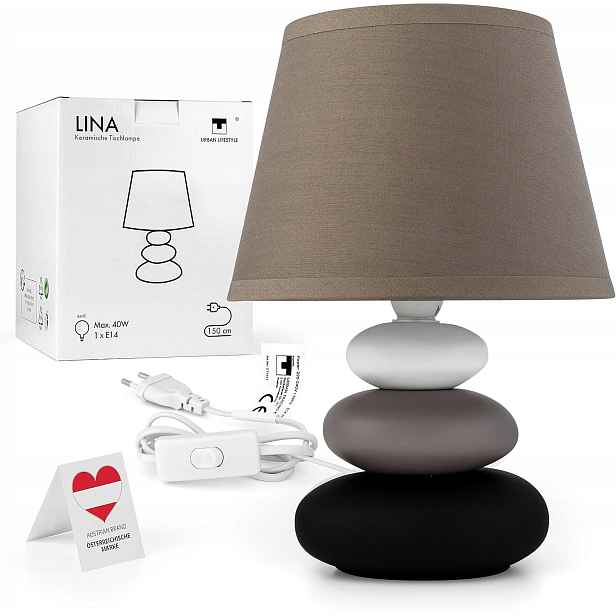 Keramická stolní lampa s látkovým stínidlem, Led, E14, 230 V