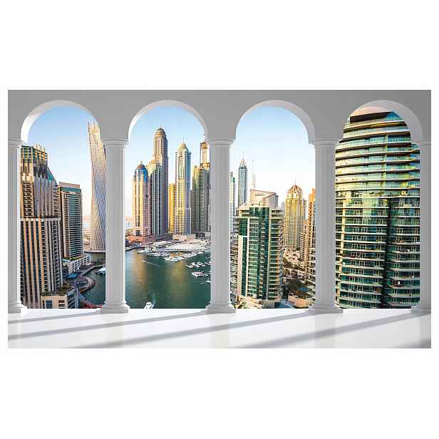 Tapeta Dubai Oblouky jachty bílé sloupy moderní krajina 300x210 lepidlo