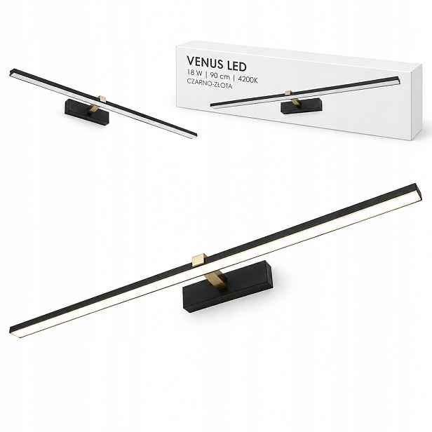 Venus 90 cm černo-zlaté Led svítidlo 18 W na zeď 4200K IP44 1100lm obývací pokoj