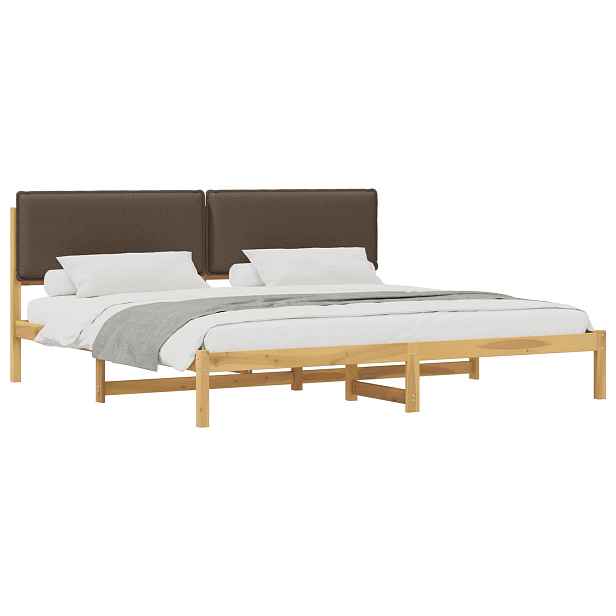 vidaXL Rám postele s čalouněným čelem Bělená a taupe 180 x 200 cm