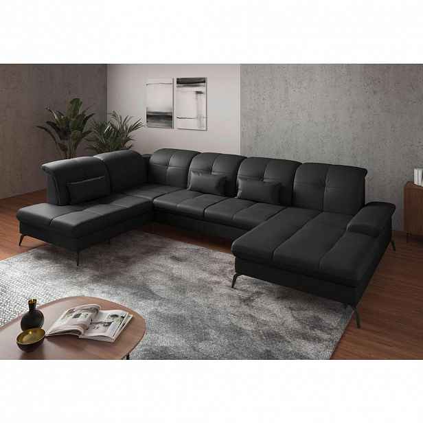 Sit & More SEDACÍ SOUPRAVA, textil, kůže, černá