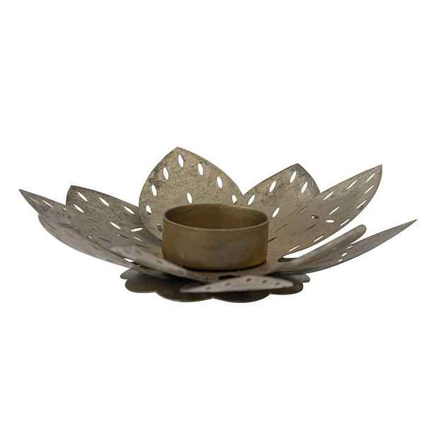 Kovový svícen průměr 14 cm ARRAS Bloomingville - mosazný