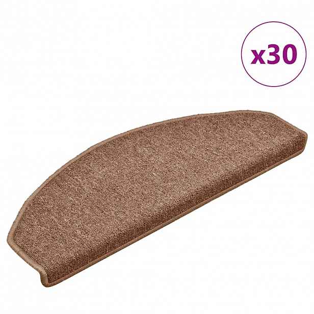 vidaXL Samolepicí schodové rohože 30 ks 65 x 24 x 4 cm Hnědá