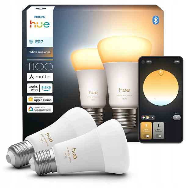 2x Led žárovka E27 8.1W 1100lm Cct Inteligentní bílá Ambiance Philips Hue