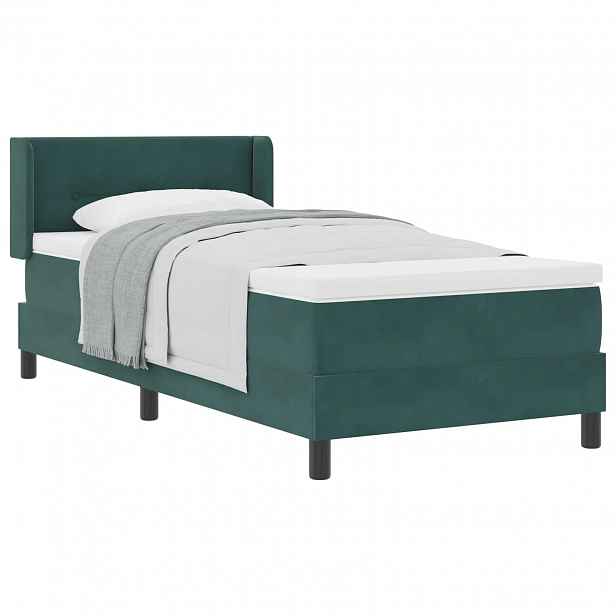 vidaXL Postel s boxspringem s čelo Tmavě zelená 200 x 90 cm samet