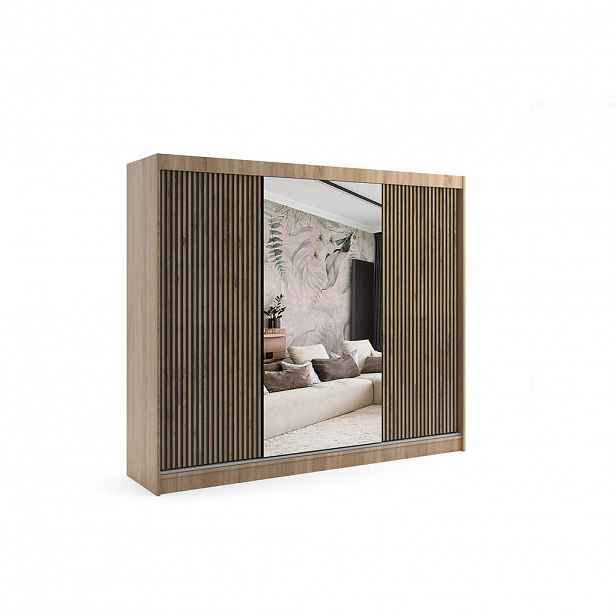 ALTDECOR ŠATNÍ SKŘÍŇ VILAN s zrcadlem – 250 cm – Sonoma dub | dub wotan