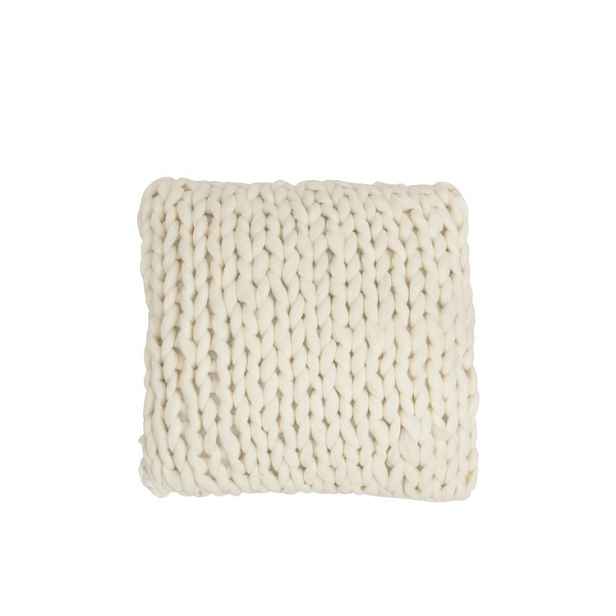 Pletený krémový polštář Tricot white - 40*40 cm J-Line by Jolipa